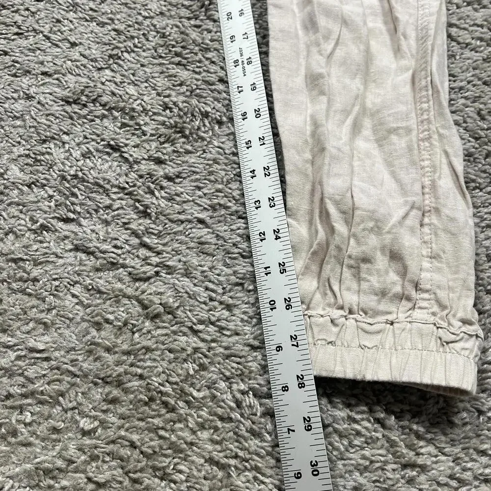 Nicole Miller 100% Linen Cargo Pants Utility Joggers Beige Lagenlook Medium - Picture 8 of 10